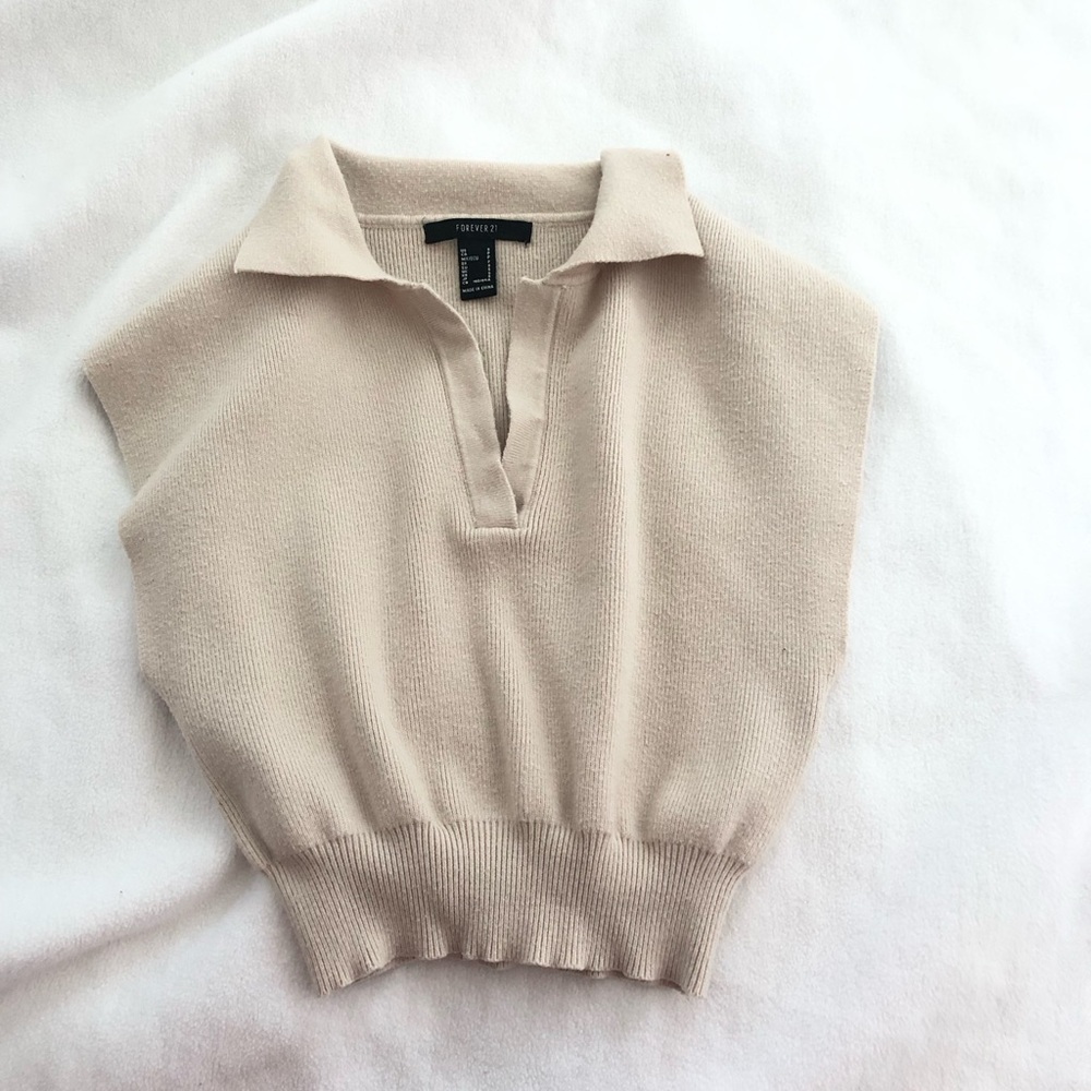 Tan Beige Sleeveless knit Sweater Vest
